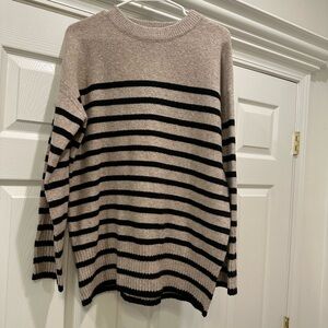 A new day Women’s Crewneck Sweater in Black and Tan Stripes